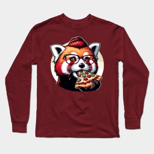 Red panda eat pizza Long Sleeve T-Shirt